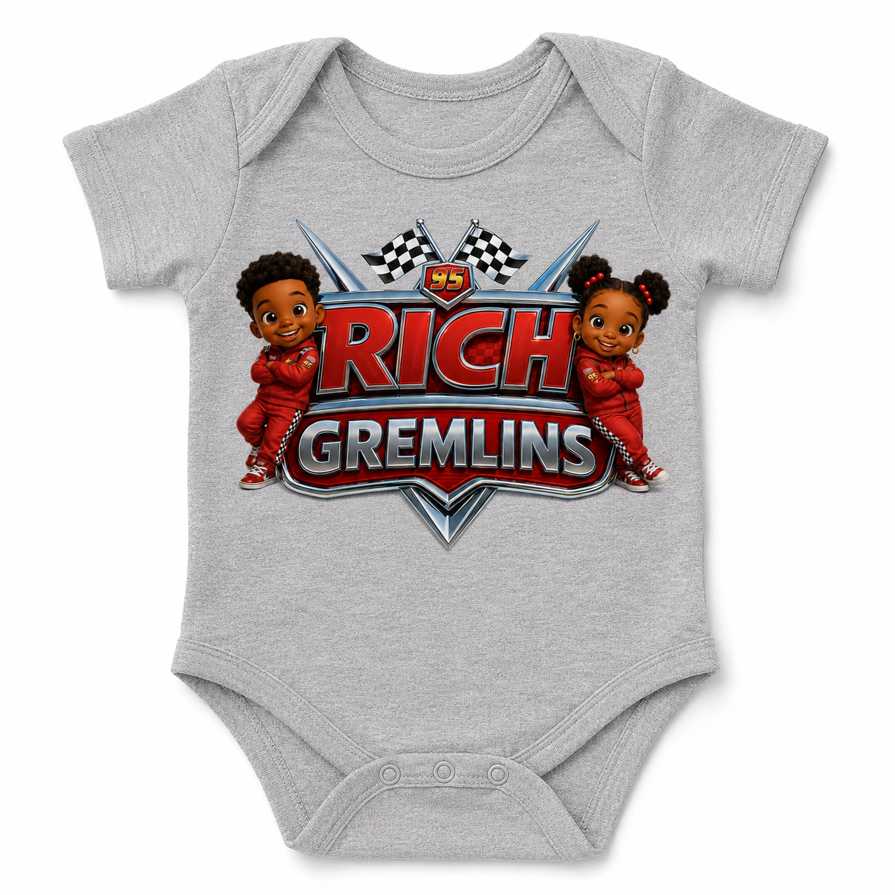 Rich Racers Onesie in Gray