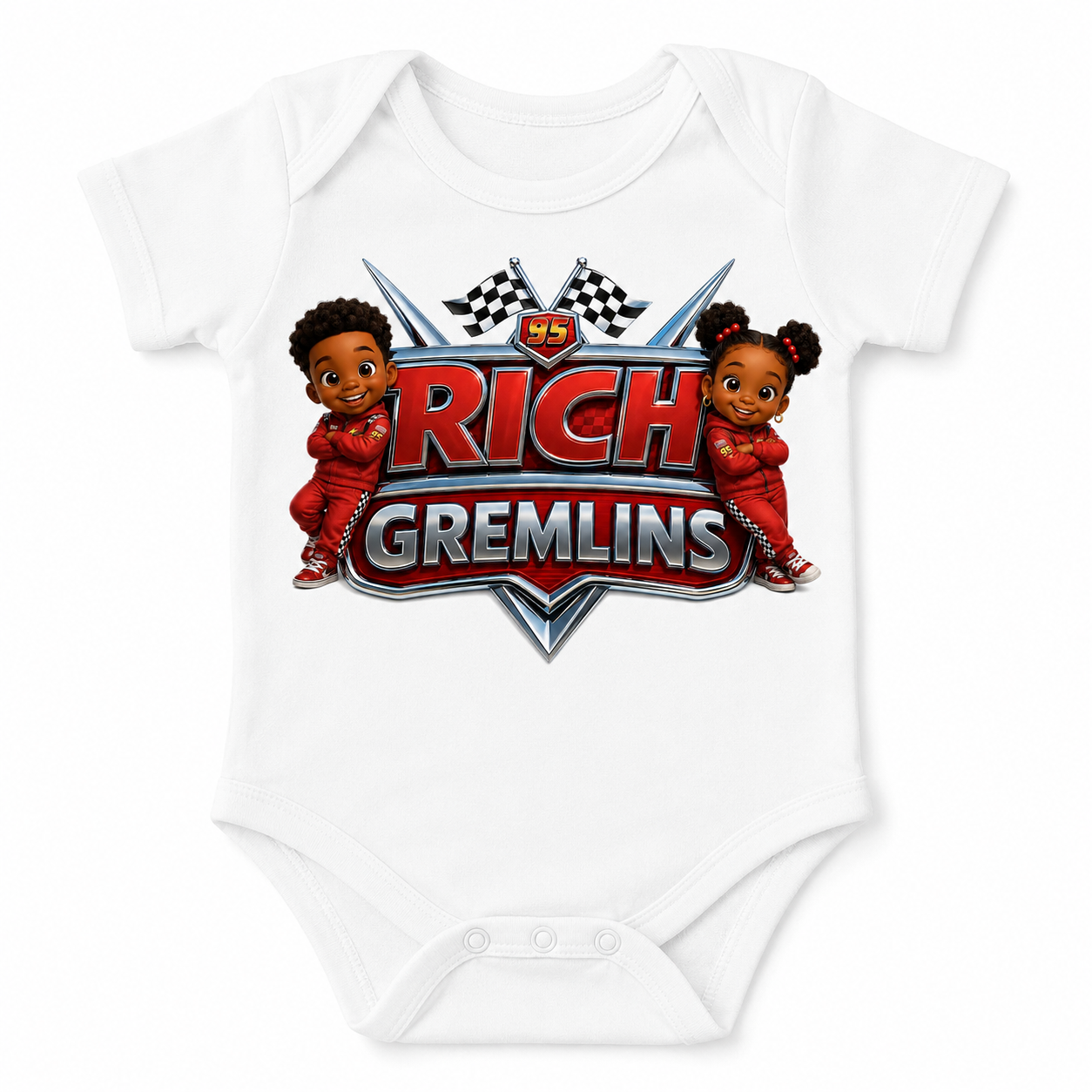 Rich Racers Onesie in White