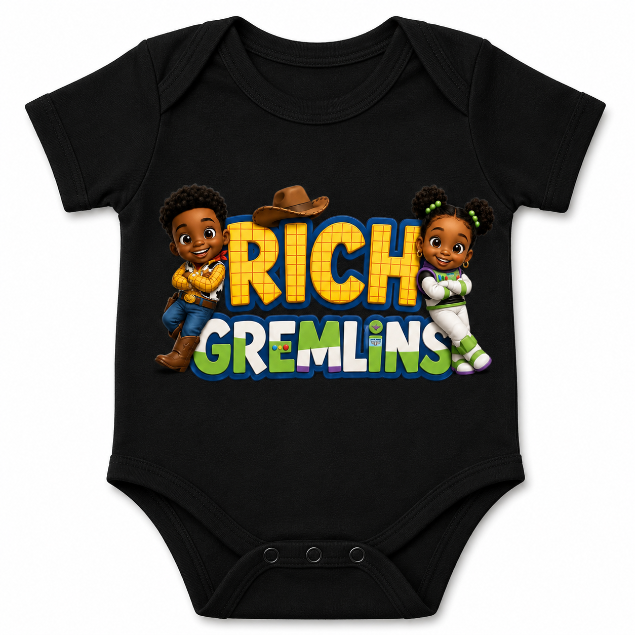 Rich Story Onesie in Black