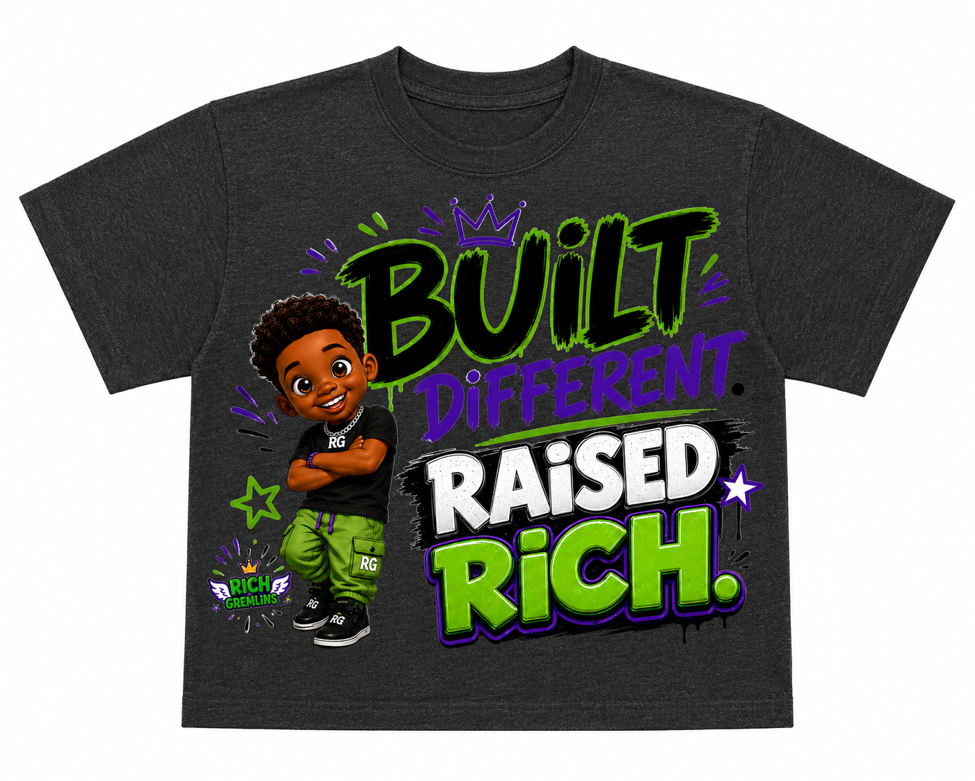 Built Different Tee in Charcoal