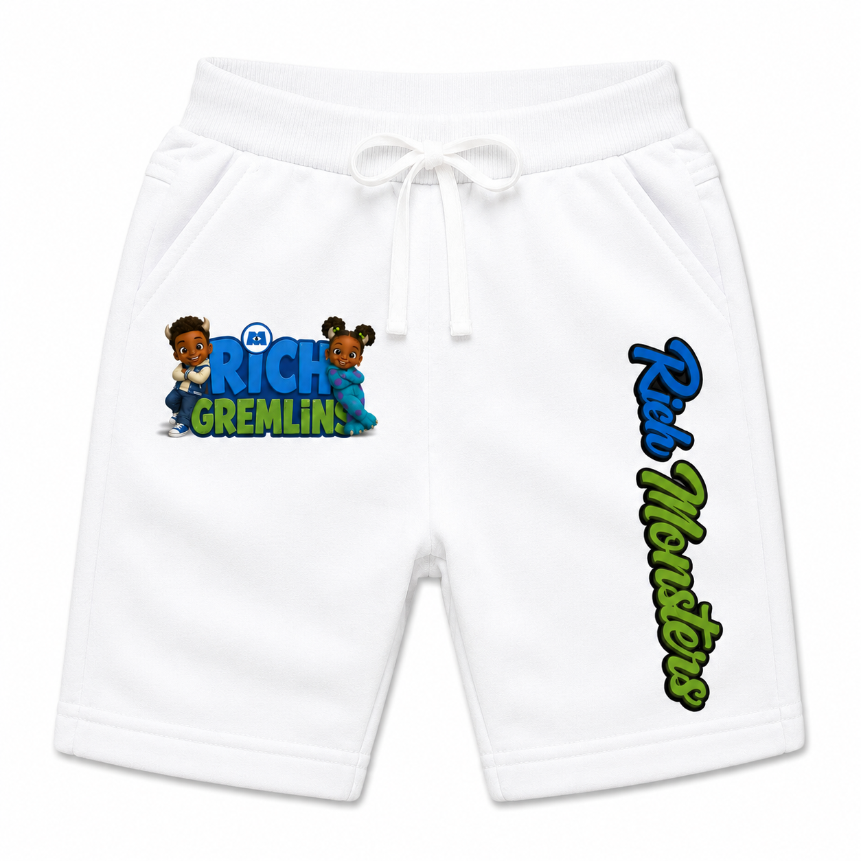 Rich Monsters Shorts in White