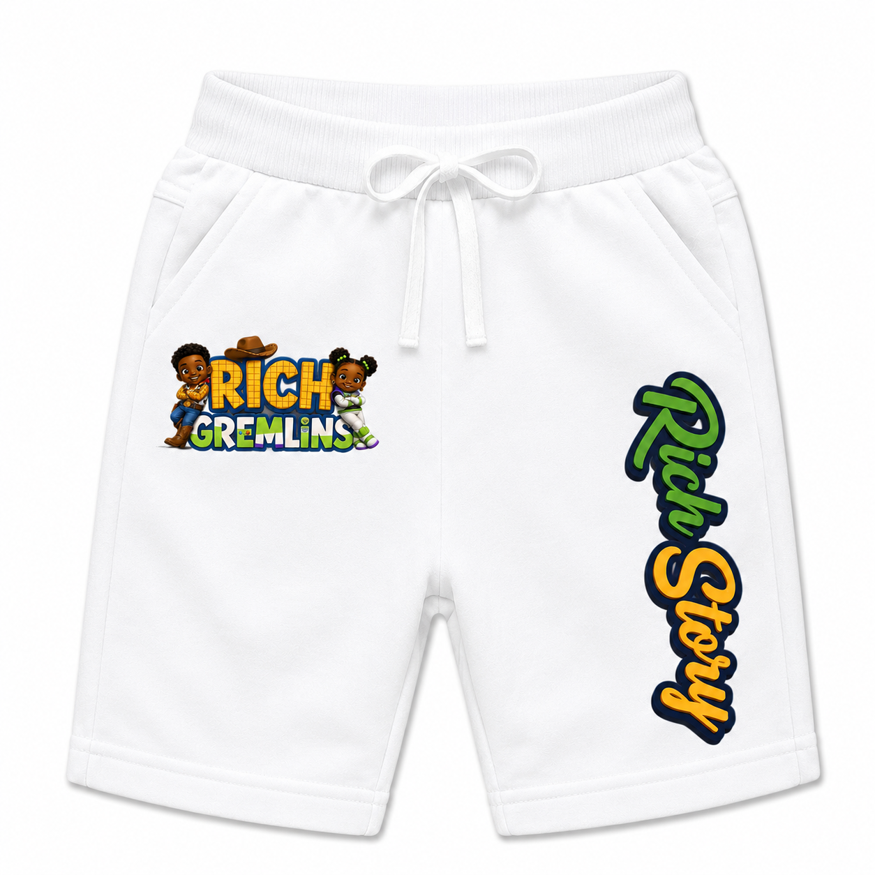 Rich Story Shorts in White